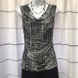 Black and white sleeveless shirt